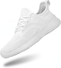 tênis feminino sem cadarço - tênis fashion para caminhada, antiderrapante, leve, respirável, tênis de corrida confortável, All White, 9.5